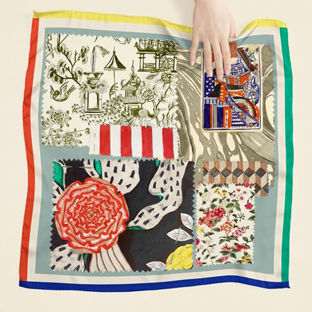 Hand working on a floral textile print